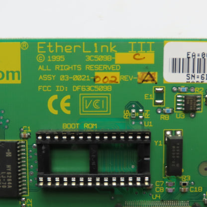 3 COM 03-0021-002 Rev. A 3C5098-C Etherlink III Ethernet Card 10Mbps