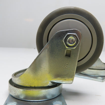 Swivel Plate Casters 3" Grey Non-Marking Lot of 4