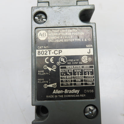 Allen-Bradley 802T-CP Oiltight Limit Switch 600VAC 10A