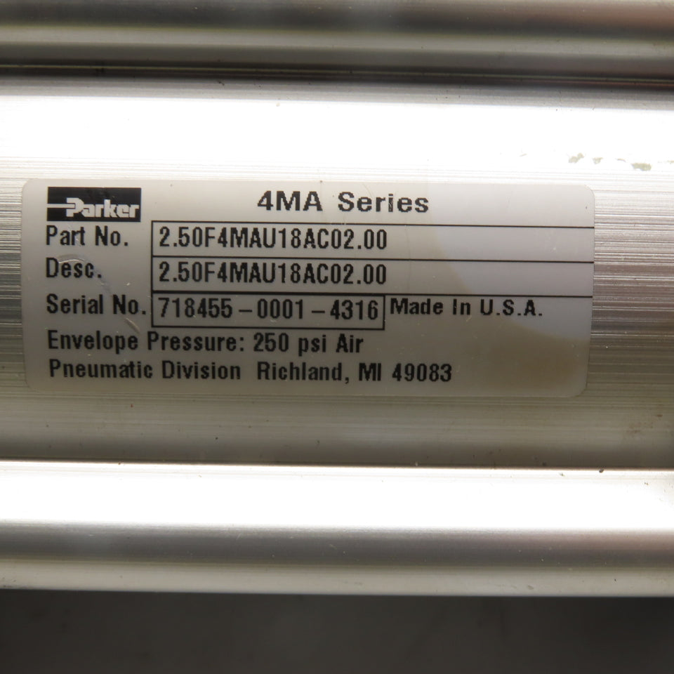 Parker 2.50F4MAU18AC02.00 4MA Series Pneumatic Air Cylinder 250 PSI