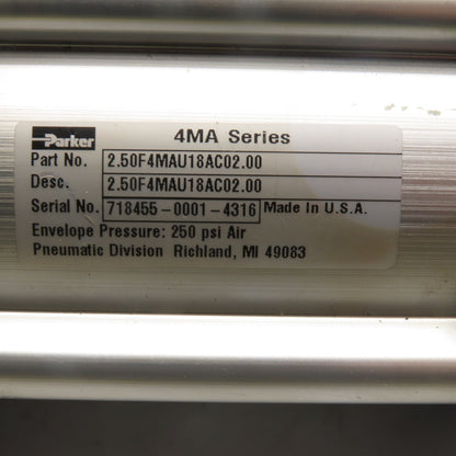 Parker 2.50F4MAU18AC02.00 4MA Series Pneumatic Air Cylinder 250 PSI
