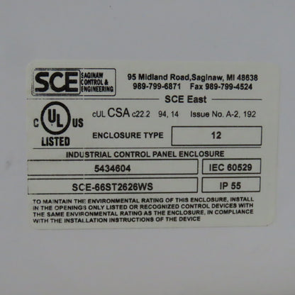 Saginaw SCE-66ST2626WS Enclosure Rittal SK 3178801 Cooling Unit + 26" Monitor