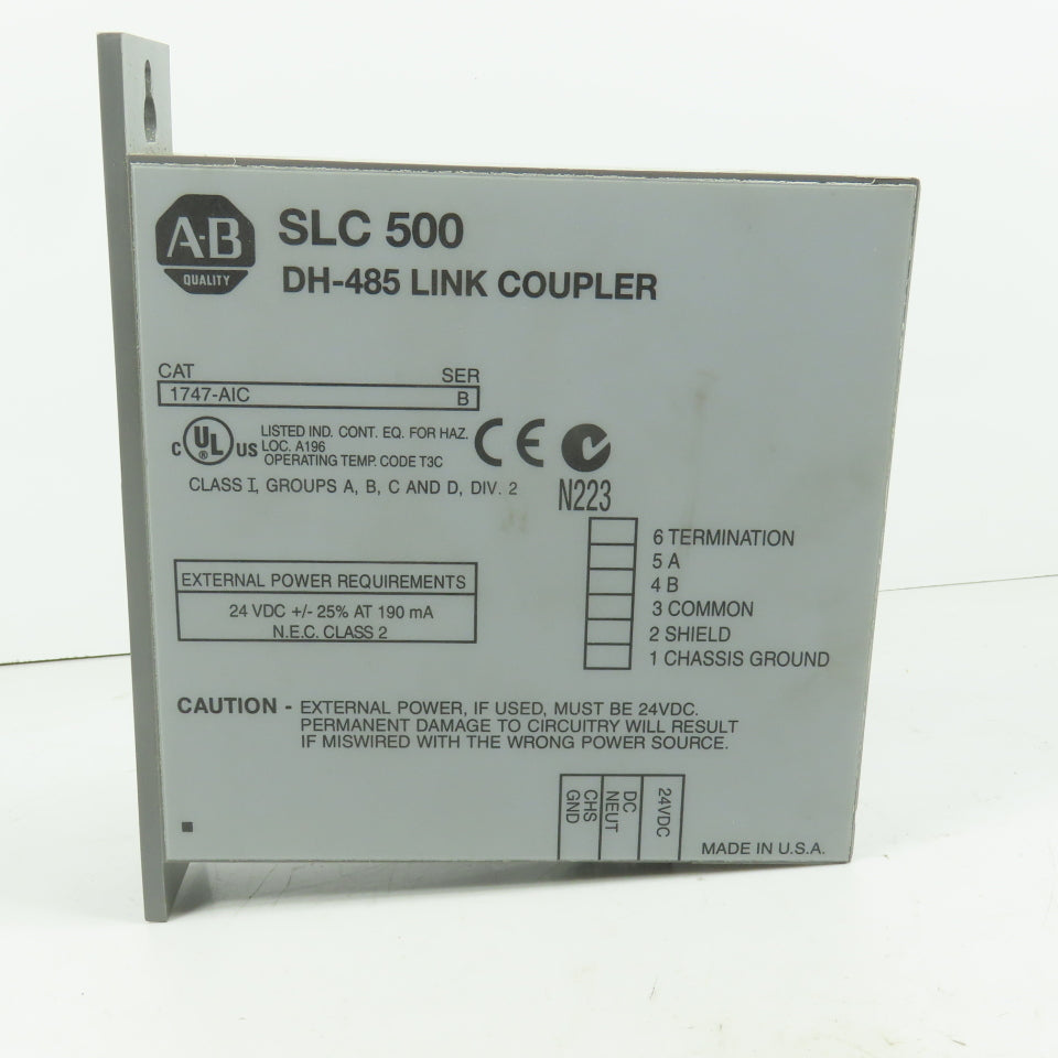 Allen Bradley 1747-AIC Ser B SLC 500 DH-485 Link Coupler 24VDC