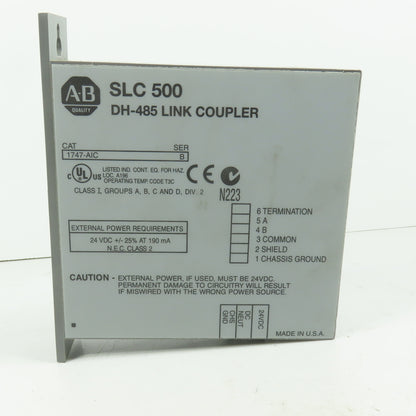 Allen Bradley 1747-AIC Ser B SLC 500 DH-485 Link Coupler 24VDC