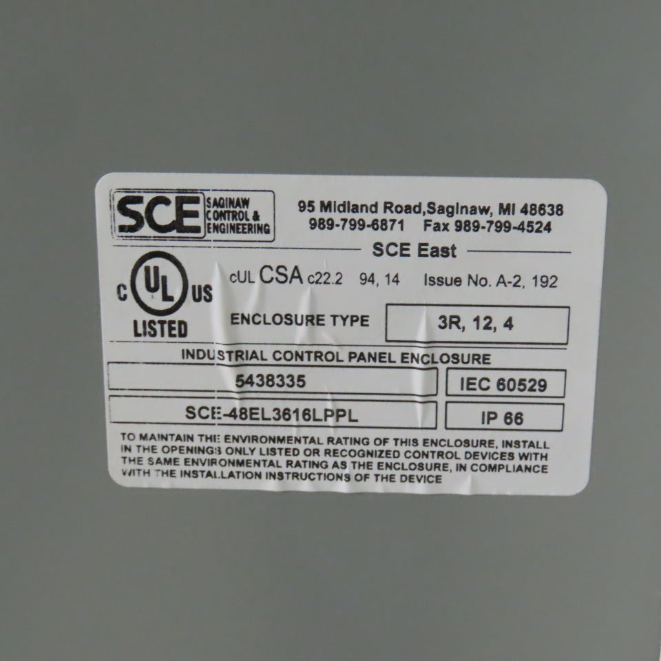 Saginaw SCE-48EL3616LPPL 48" x 36" x 16" Free Standing Electrical Enclosure 3R
