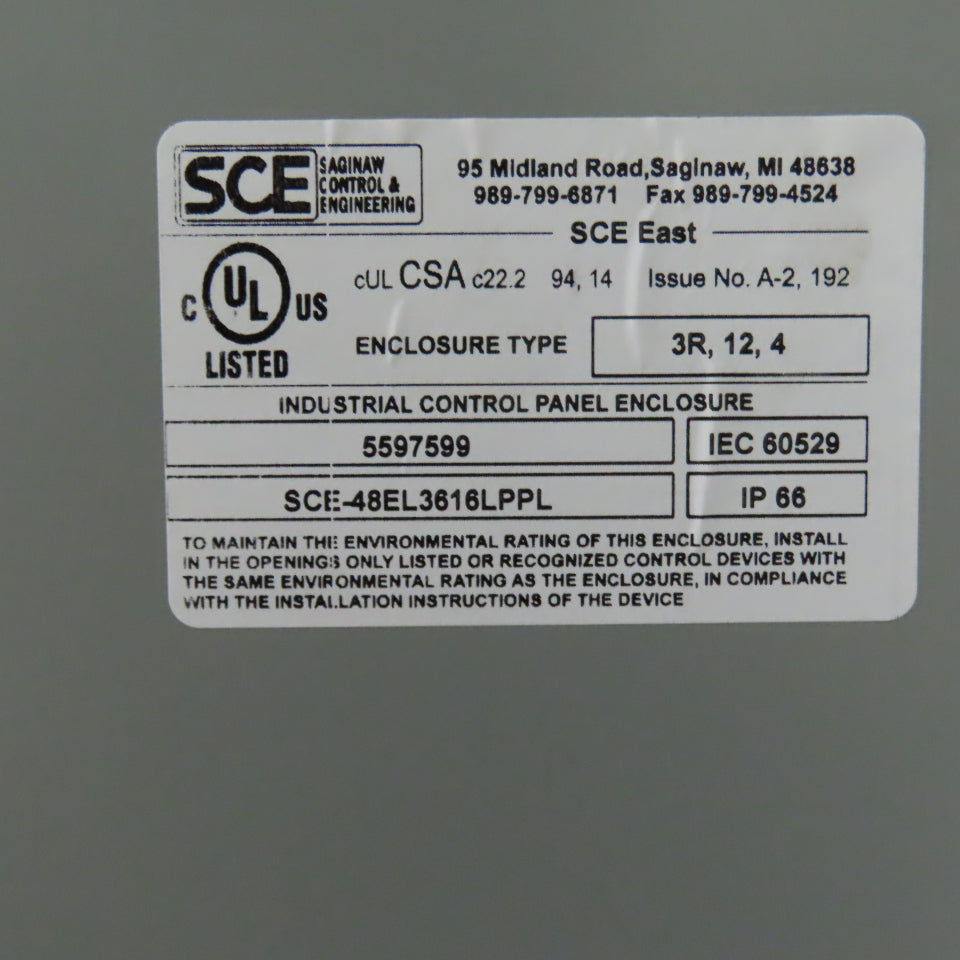 Saginaw SCE-48EL3616LPPL 48" x 36" x 16" Free Standing Electrical Enclosure 3R