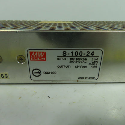 Mean Well S-100-24 Enclosed Switching Power Supply 24V Output 100-240VAC Input