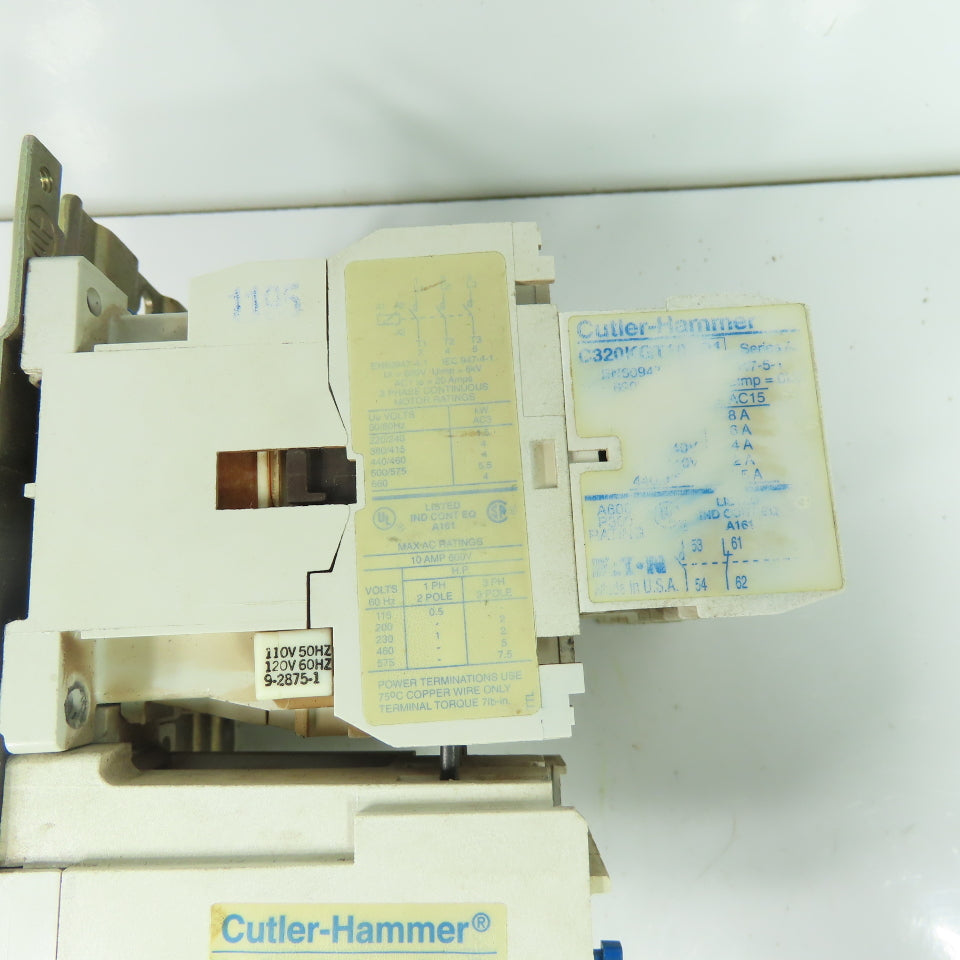 Cutler-Hammer C320KGT10 C306DN3 3-Pole Contactor Motor Starter 120V Coil