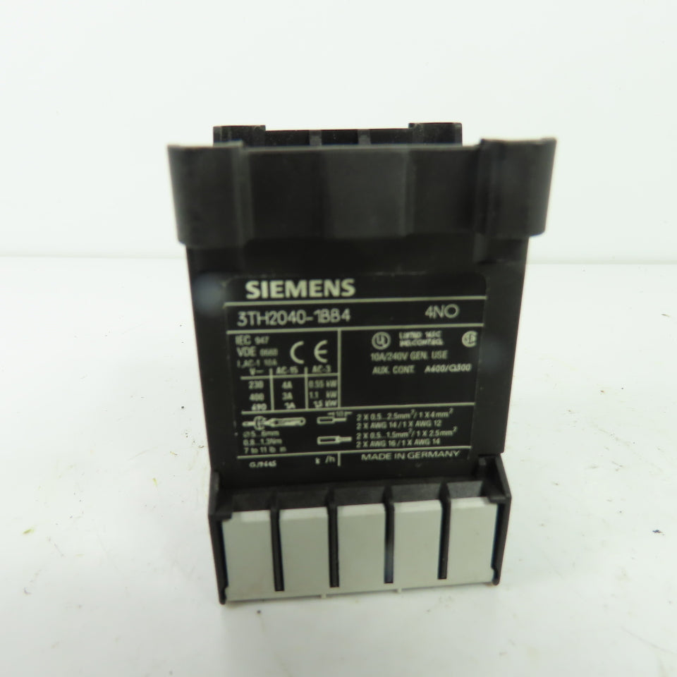 Siemens 3TH2040-1BB4 4NO Auxiliary Control Relay 24VDC