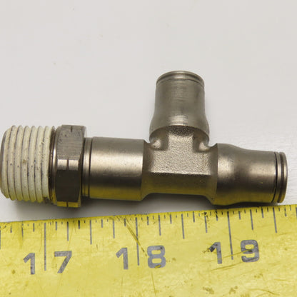 Legris 1/2" NPT Stainless Steel Male x 3/8" Branch Tee Push-to-Connect Fitting