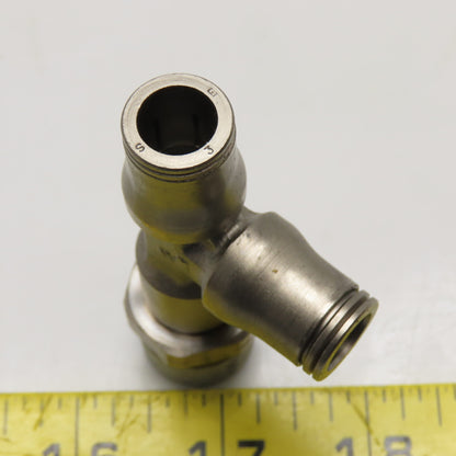 Legris 1/2" NPT Stainless Steel Male x 3/8" Branch Tee Push-to-Connect Fitting