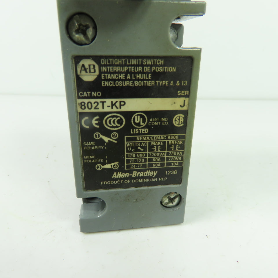 Allen-Bradley 802T-KP Oiltight Limit Switch Enclosure Ser J W/ 40146-017-64 Head