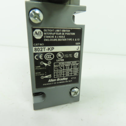 Allen-Bradley 802T-KP Oiltight Limit Switch Roller Plunger Ser J W/ 40146-017-64