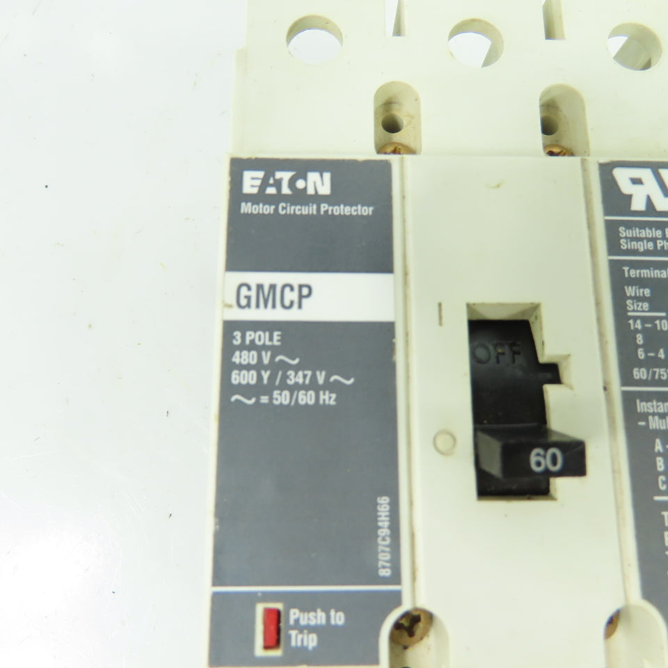 Eaton GMCP 60A 3-Pole Motor Circuit Protector 480V/600V