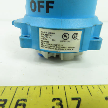 Meltric DSN60 60A 480VAC 3Ph Disconnect Switch Rated Inlet Plug
