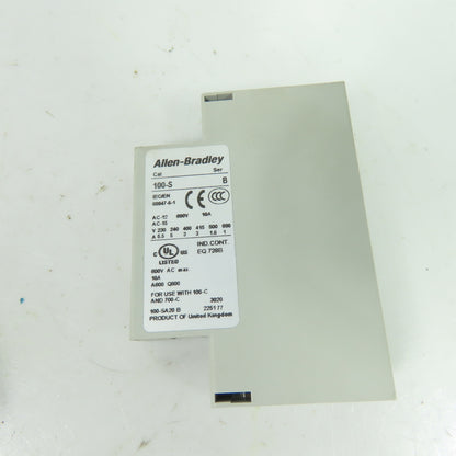 Allen-Bradley 100-SA20 Side Mount Auxiliary Contact Block SerB 600VAC 10A NEW
