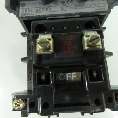 Allen-Bradley 500L-AOD93 Ser B 3-Pole Lighting Contactor 15/20A 115-120V Coil