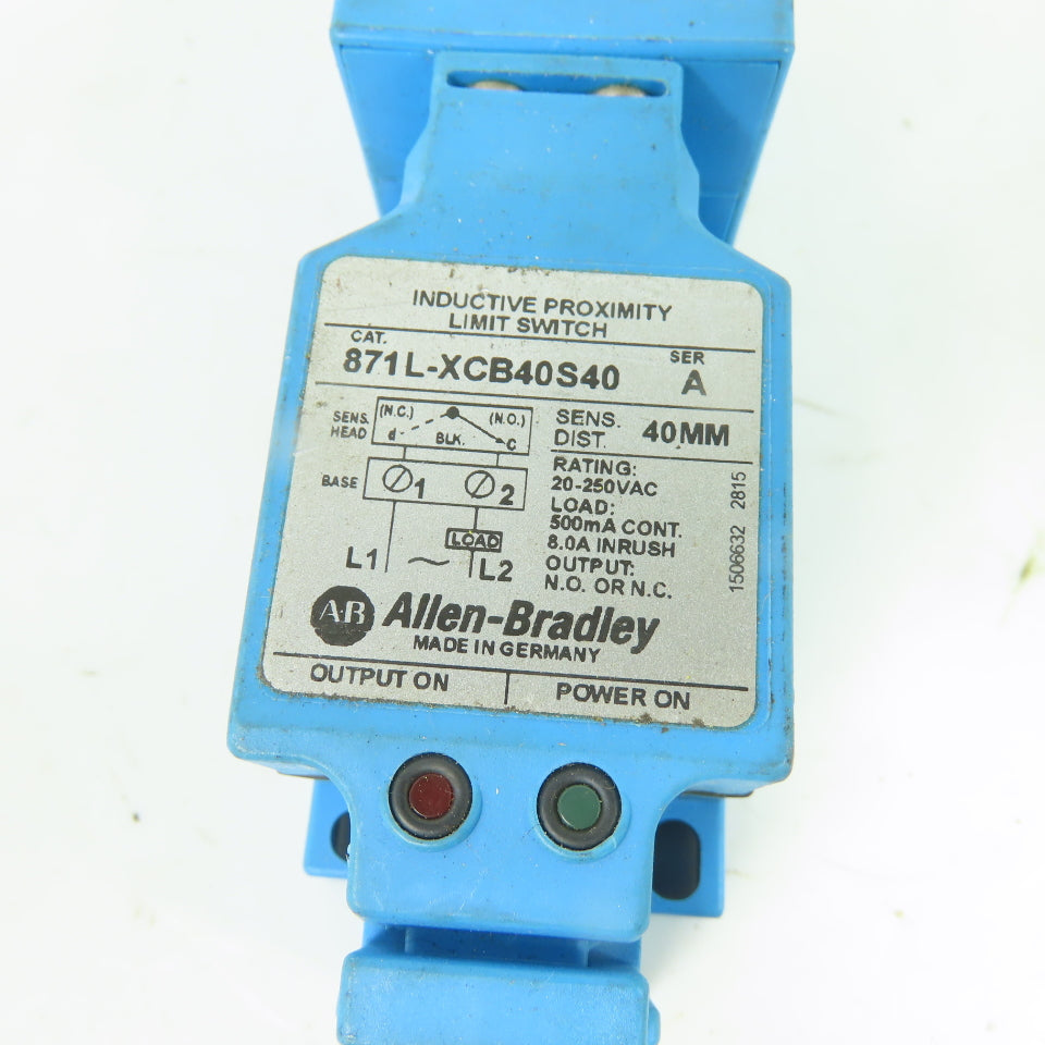 Allen-Bradley 871L-XCB40S40 Inductive Proximity Limit Switch 20-250VAC 40mm