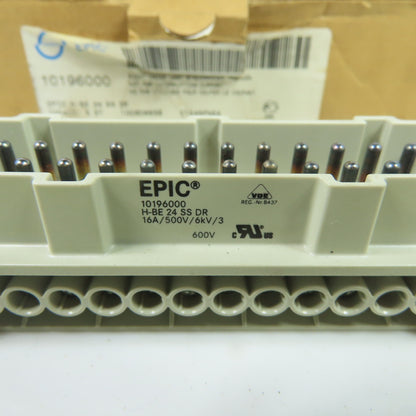 Lapp Epic 10196000 H-BE 24-Pin Male Power Connector Insert 16A 500V Lot Of 3
