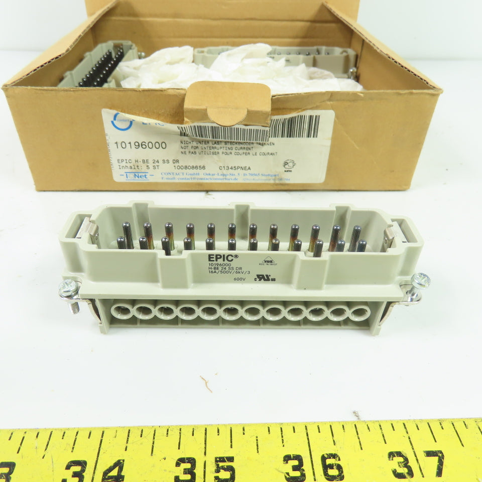 Lapp Epic 10196000 H-BE 24-Pin Male Power Connector Insert 16A 500V Lot Of 3