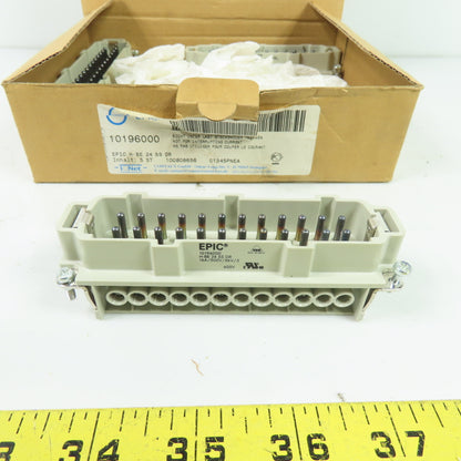 Lapp Epic 10196000 H-BE 24-Pin Male Power Connector Insert 16A 500V Lot Of 3