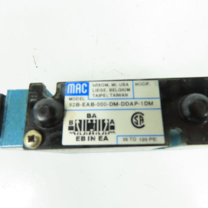 MAC 92B-EAB-000-DM-DDAP-1DM Solenoid Air Valve 24VDC 35-120 PSI
