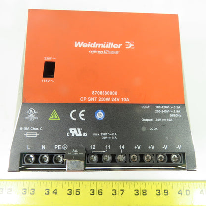 Weidmuller CP SNT 250W 24V 10A 8708680000 Power Supply 24VDC 10A Out 100-240V In