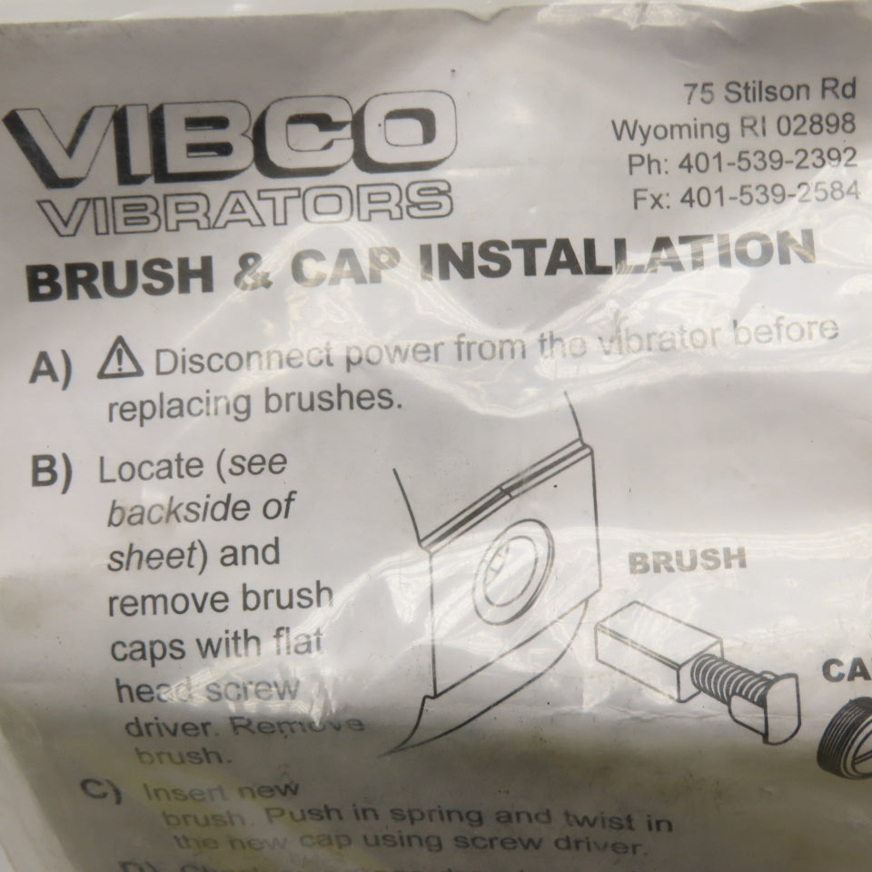 VIBCO BK-007 Replacement Brush & Cap Installation Kit SCR-100 SCR-300 SCR-400