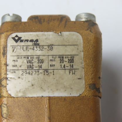 Versa VLP-4332-30 Pneumatic Directional Pilot Valve 200 PSI Missing Handle