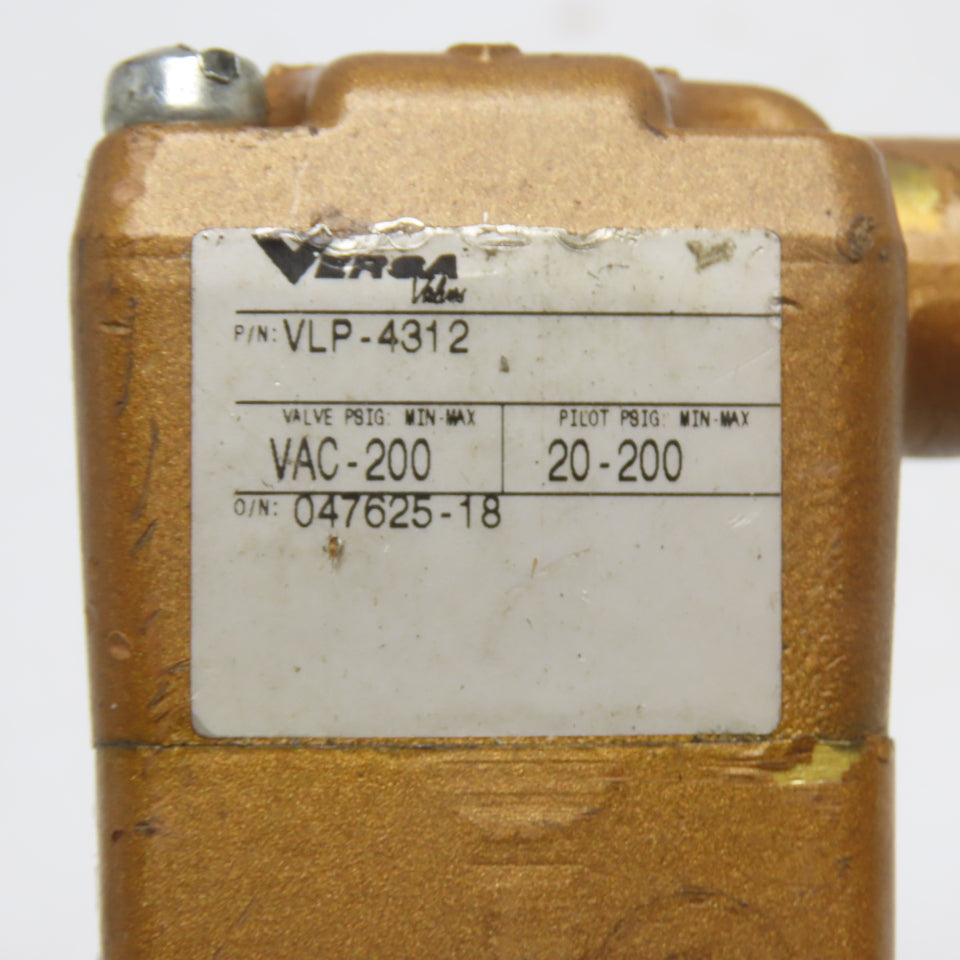 Versa VLP-4312 Hand Actuated Pneumatic Directional Control Valve 200 PSI