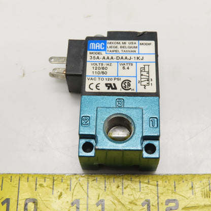 MAC 35A-AAA-DAAJ-1KJ Solenoid Valve 110/120V 50/60Hz 5.4W 1/8" NPT