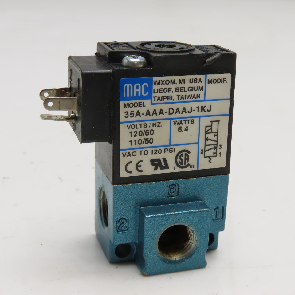 MAC 35A-AAA-DAAJ-1KJ Solenoid Valve 110/120V 50/60Hz 5.4W 1/8" NPT
