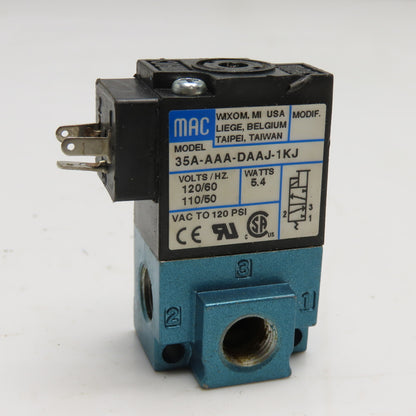 MAC 35A-AAA-DAAJ-1KJ Solenoid Valve 110/120V 50/60Hz 5.4W 1/8" NPT