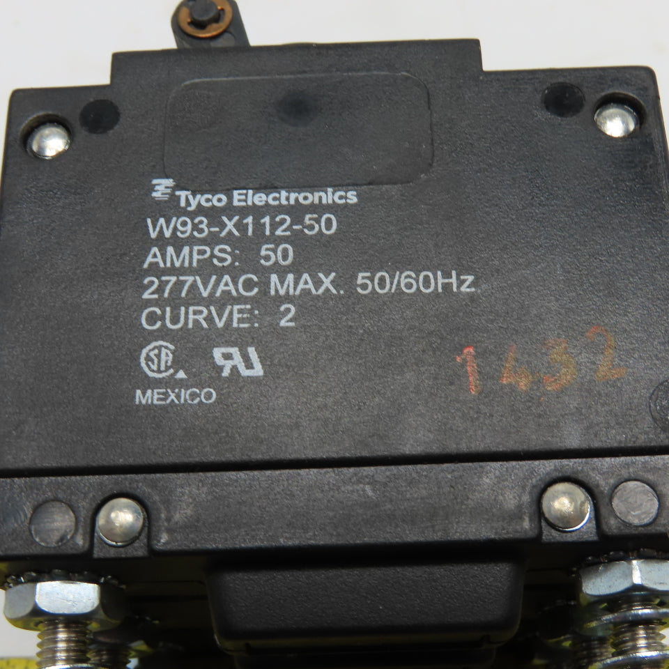 Tyco Electronics W93-X112-50 50A 3-Pole Circuit Breaker 277VAC