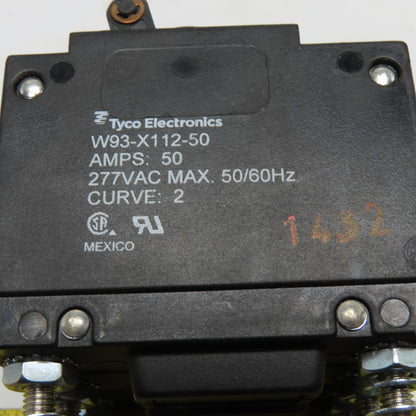 Tyco Electronics W93-X112-50 50A 3-Pole Circuit Breaker 277VAC