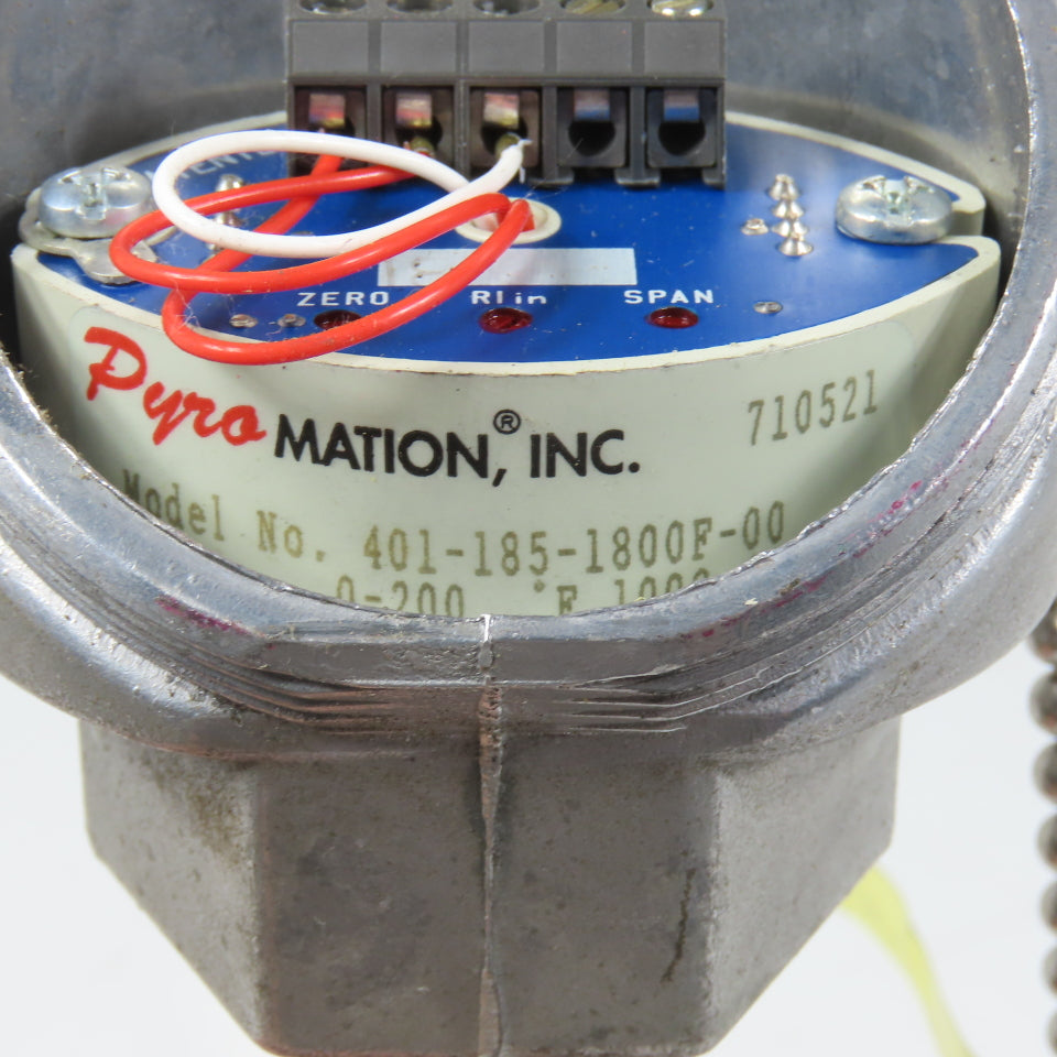 Pyromation 401-185-1800F-00 Temperature Transmitter 0-200°F 6.5" Probe