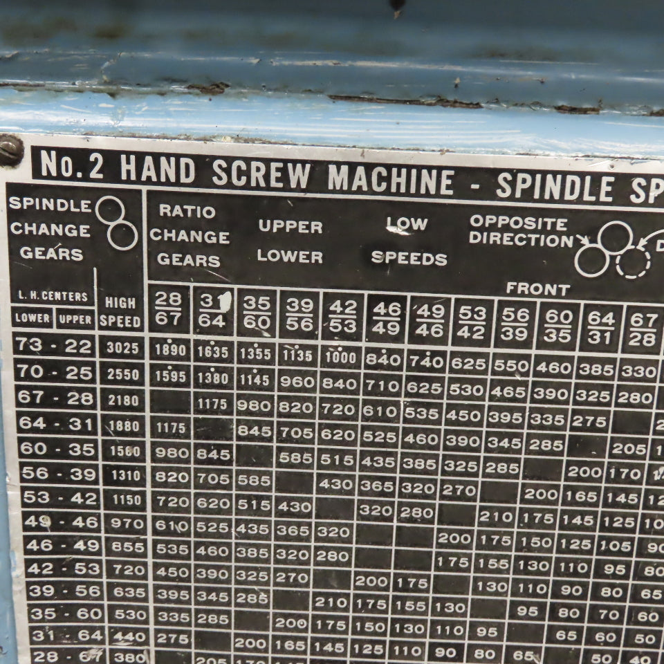 Brown & Sharpe No 2 12" Swing Screw Machine Lathe 14"BC 6 Tool Turret 208V 3Ph