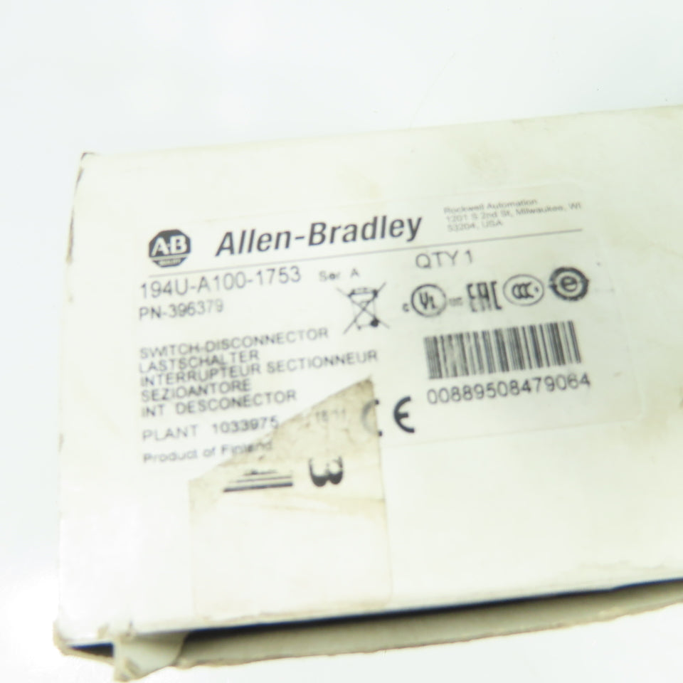 Allen-Bradley 194U-A100-1753 100A Non Fusible Safety Disconnect Switch 3Ph 600V