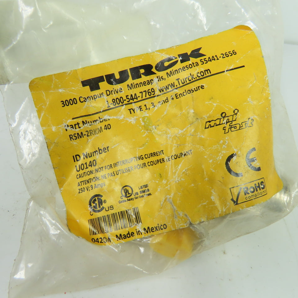 Turck U0140 RSM-2RKM 40 Mini-Fast T-Splitter 250V 9A NEW