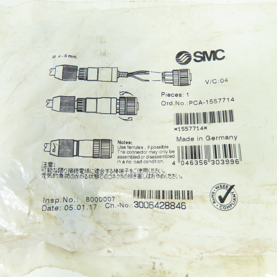 SMC PCA-1557714 PROFIBUS DP M12 Socket B-Coded Fieldwireable Connector NEW