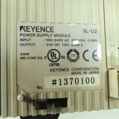 Keyence SL-U2 Power Supply Module 100-240VAC Input 24VDC 1.8A Output Class 2