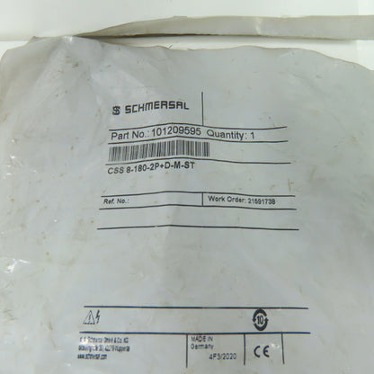 Schmersal 101209595 CSS 8-180-2P+D-M-ST Safety Sensor 24VDC 0.5A PD IP65/67 NEW