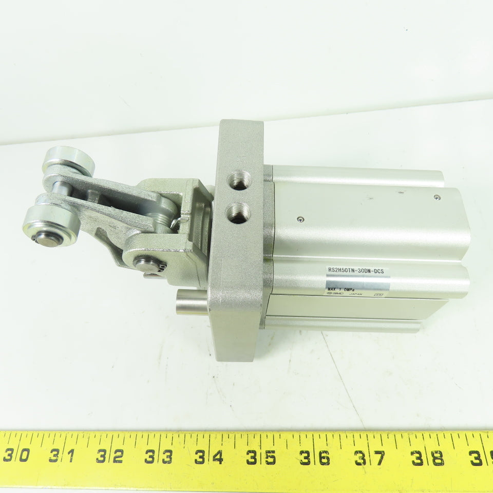 SMC RS2H50TN-30DM-DCS Pneumatic Air Stopper Cylinder W/ Roller 1.0 Mpa