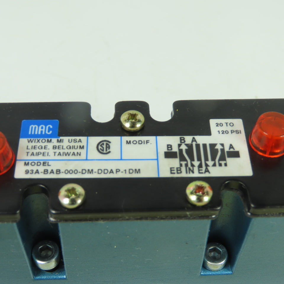 MAC 93A-BAB-000-DM-DDAP-1DM 5/2 Way Solenoid Valve 24VDC 5.4W 120 PSI