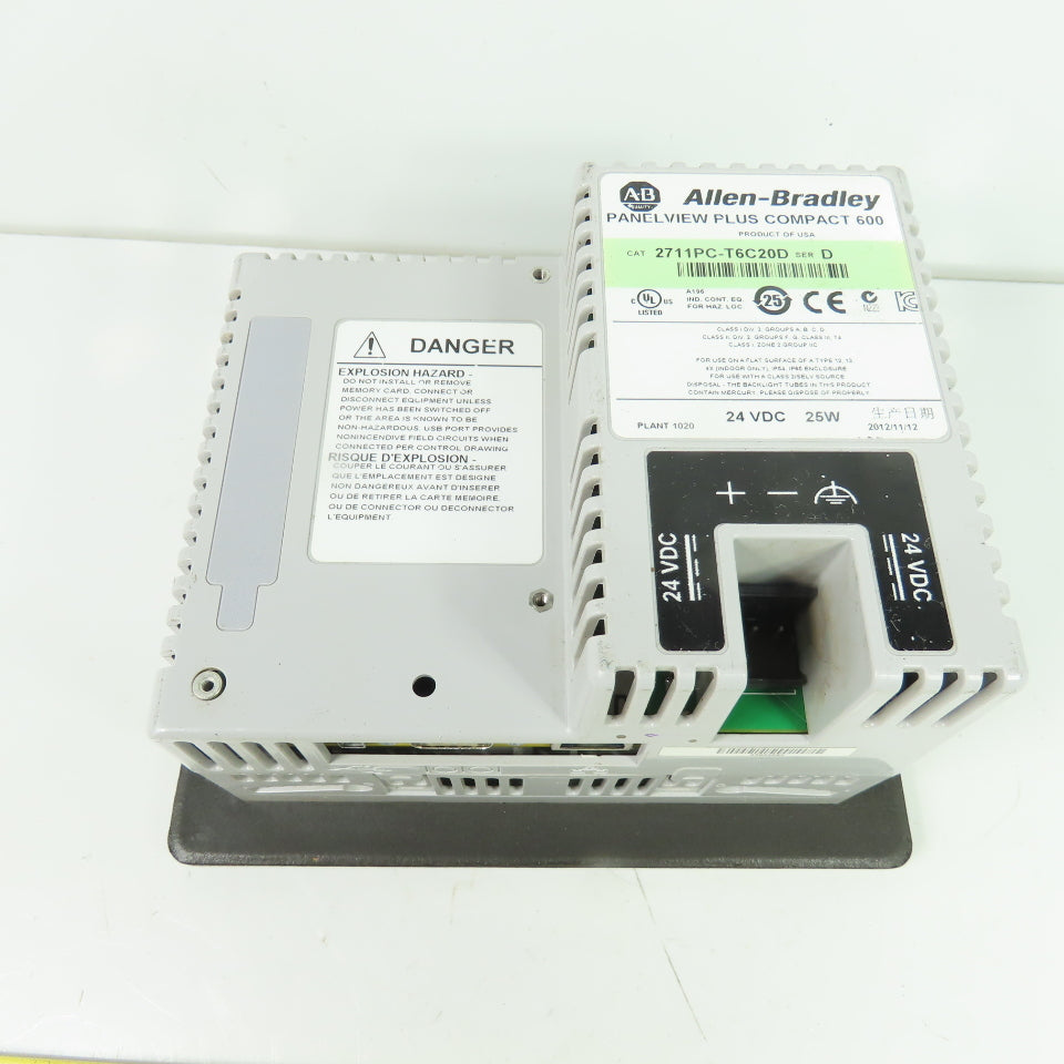 Allen-Bradley 2711PC-T6C20D Ser D PanelView Plus Compact 600 Touch Screen 24VDC