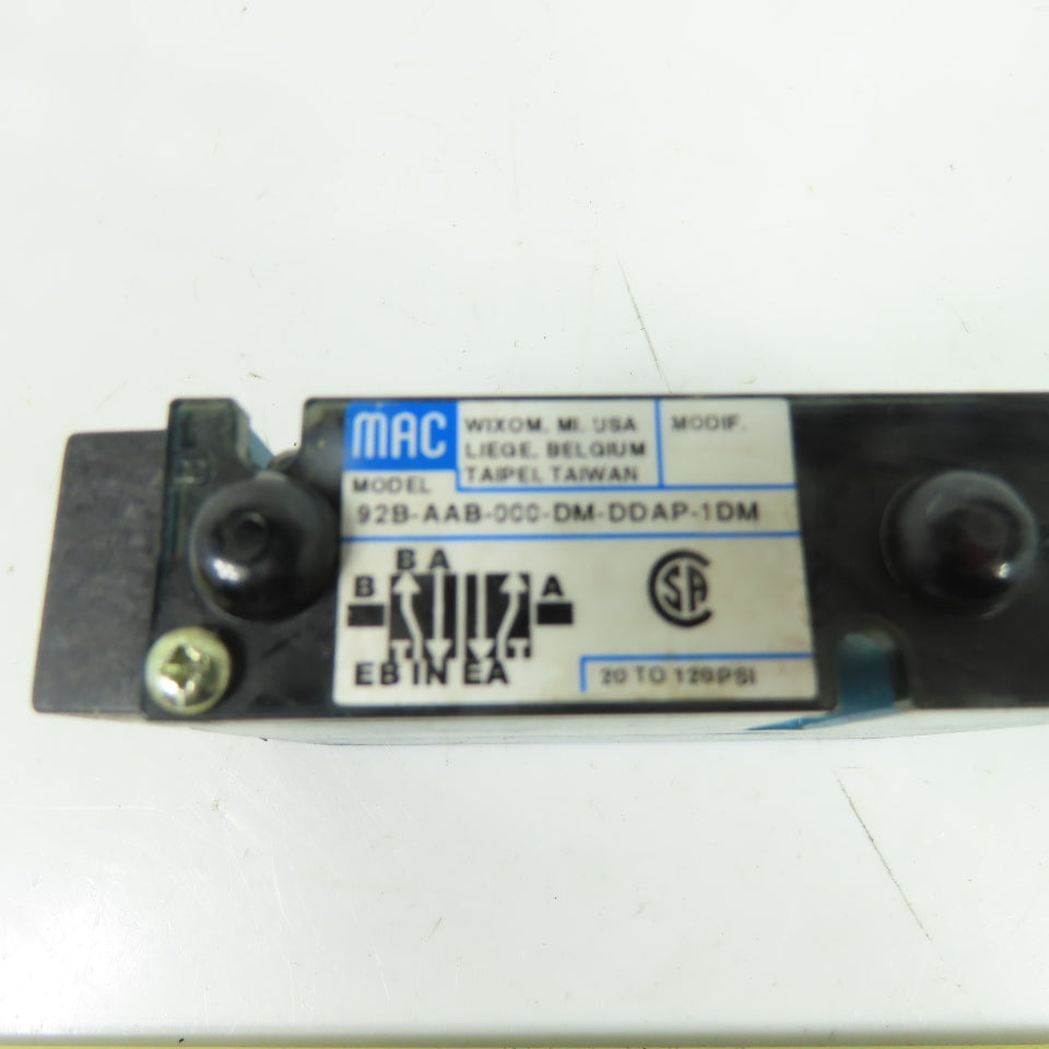 MAC 92B-AAB-000-DM-DDAP-1DM Pneumatic Solenoid Valve 24VDC 5.4W 120PSI