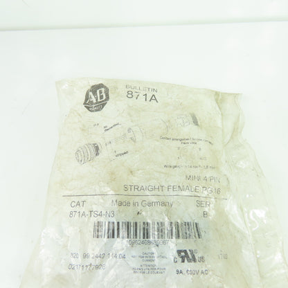 Allen-Bradley 871A-TS4-N3 Straight Female Mini 4-Pin PG16 Electrical Connector