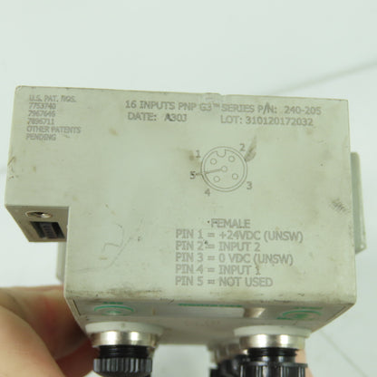 Numatics 240-205 G3 Series 16 DI PNP Digital I/O Module 24VDC