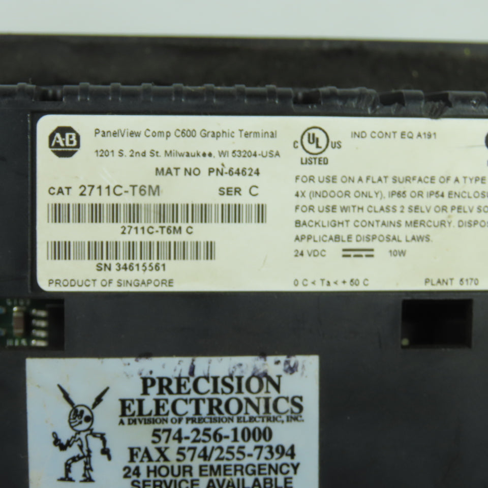 Allen-Bradley 2711C-T6M PanelView C600 Touchscreen Operator Interface 24VDC SerC