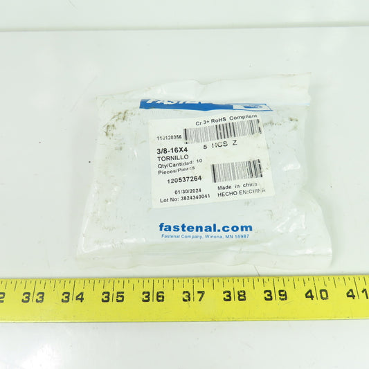 Fastenal 120537264 Zinc Plated Hex Cap Screw 3/8-16 x 4 Grade 5 10-Pack